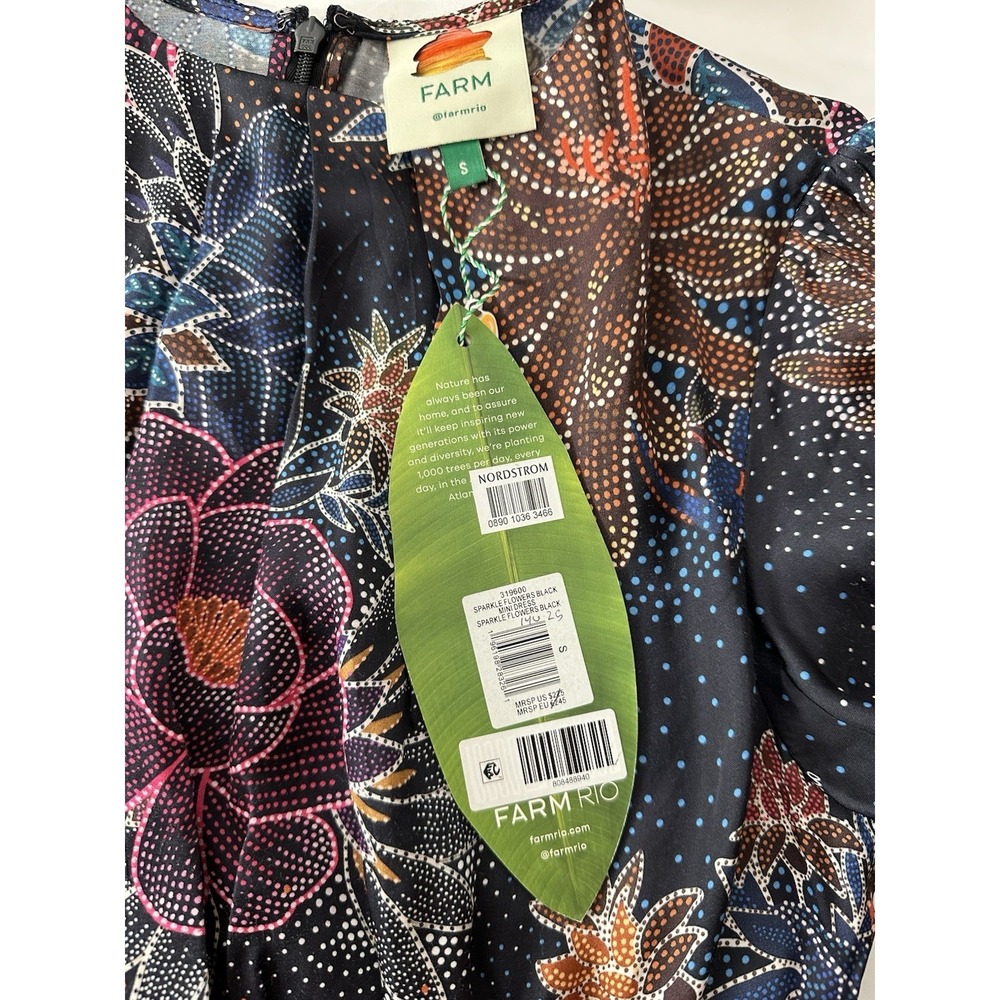 NEW Farm Rio Mine Dress Women's Small floral-mini Long Sleeve Coquette Formal - Picture 7 of 14